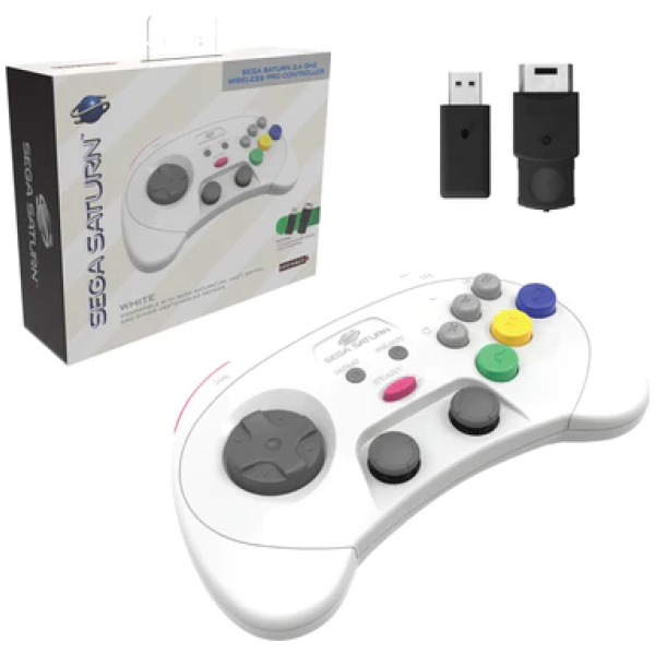 White 2.4 GHz Wireless Pro Analog Sega Saturn Controller for